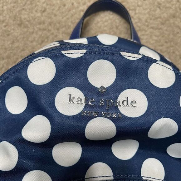 Kate Spade Polka Dot Karissa Nylon Seaside Medium Backpack Blue 3-Compartment - Picture 3 of 12